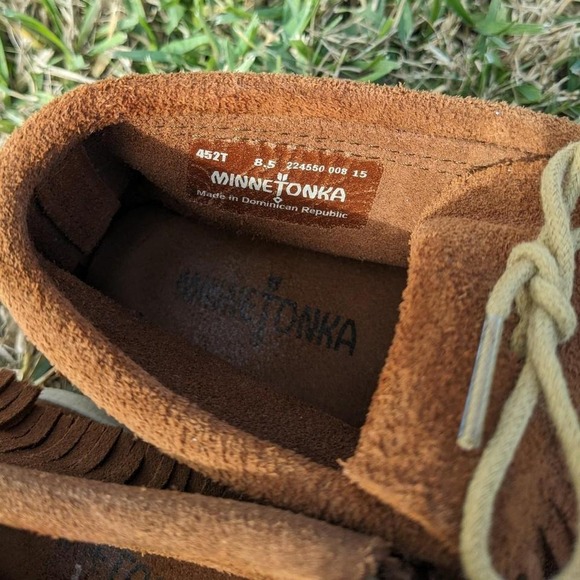 Minnetonka Venice Moccasin Booties Women 8.5 457T Brown Suede Ankle Boots Fringe - Picture 5 of 8